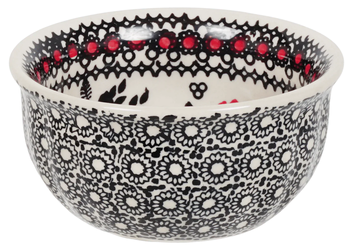 Bowl, Round, 4.5" in "Duet in Black & Red" by Manufaktura | M082S-DPCC