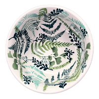 A picture of a Polish Pottery 4.5" Bowl (Scattered Ferns) | M082S-GZ39 as shown at PolishPotteryOutlet.com/products/4-5-bowl-scattered-ferns-m082s-gz39