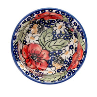 A picture of a Polish Pottery 4.5" Bowl (Poppies & Posies) | M082S-IM02 as shown at PolishPotteryOutlet.com/products/4-5-bowl-poppies-posies