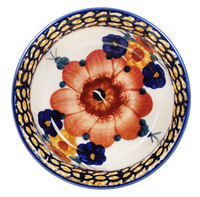 A picture of a Polish Pottery 4.5" Bowl (Bouquet in a Basket) | M082S-JZK as shown at PolishPotteryOutlet.com/products/45-bowls-bouquet-in-a-basket
