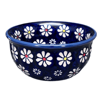 A picture of a Polish Pottery 4.5" Bowl (Midnight Daisies) | M082S-S002 as shown at PolishPotteryOutlet.com/products/4-5-bowl-midnight-daisies-m082s-s002
