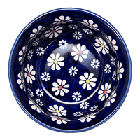 A picture of a Polish Pottery 4.5" Bowl (Midnight Daisies) | M082S-S002 as shown at PolishPotteryOutlet.com/products/4-5-bowl-midnight-daisies-m082s-s002