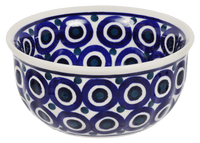 A picture of a Polish Pottery 4.5" Bowl (Eyes Wide Open) | M082T-58 as shown at PolishPotteryOutlet.com/products/45-bowls-eyes-wide-open