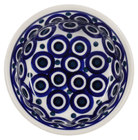 A picture of a Polish Pottery 4.5" Bowl (Eyes Wide Open) | M082T-58 as shown at PolishPotteryOutlet.com/products/45-bowls-eyes-wide-open