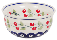 A picture of a Polish Pottery 4.5" Bowl (Cherry Dot) | M082T-70WI as shown at PolishPotteryOutlet.com/products/45-bowls-cherry-dot