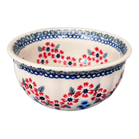 A picture of a Polish Pottery 4.5" Bowl (Floral Symmetry) | M082T-DH18 as shown at PolishPotteryOutlet.com/products/4-5-bowl-floral-symmetry-m082t-dh18