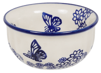 A picture of a Polish Pottery 4.5" Bowl (Butterfly Garden) | M082T-MOT1 as shown at PolishPotteryOutlet.com/products/4-5-bowl-butterfly-garden