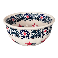 A picture of a Polish Pottery 4.5" Bowl (Evergreen Stars) | M082T-PZGG as shown at PolishPotteryOutlet.com/products/4-5-bowl-evergreen-stars-m082t-pzgg