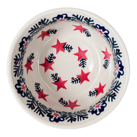 A picture of a Polish Pottery 4.5" Bowl (Evergreen Stars) | M082T-PZGG as shown at PolishPotteryOutlet.com/products/4-5-bowl-evergreen-stars-m082t-pzgg