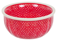 A picture of a Polish Pottery 4.5" Bowl (Red Sky at Night) | M082T-WCZE as shown at PolishPotteryOutlet.com/products/4-5-bowls-red-sky-at-night-1