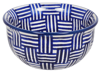 A picture of a Polish Pottery 4.5" Bowl (Blue Basket Weave) | M082U-32 as shown at PolishPotteryOutlet.com/products/4-5-bowls-blue-basket-weave