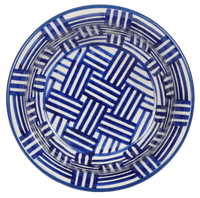 A picture of a Polish Pottery 4.5" Bowl (Blue Basket Weave) | M082U-32 as shown at PolishPotteryOutlet.com/products/4-5-bowls-blue-basket-weave