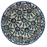A picture of a Polish Pottery 5.5" Bowl (Peacock Parade) | M083U-AS60 as shown at PolishPotteryOutlet.com/products/5-5-bowl-peacock-parade