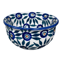 A picture of a Polish Pottery 4.5" Bowl (Peacock Parade) | M082U-AS60 as shown at PolishPotteryOutlet.com/products/4-5-bowl-peacock-parade