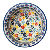 A picture of a Polish Pottery 4.5" Bowl (Floral Swirl) | M082U-BL01 as shown at PolishPotteryOutlet.com/products/4-5-bowl-floral-swirl-m082u-bl01