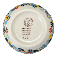 A picture of a Polish Pottery 4.5" Bowl (Floral Swirl) | M082U-BL01 as shown at PolishPotteryOutlet.com/products/4-5-bowl-floral-swirl-m082u-bl01