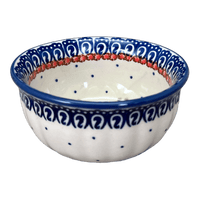 A picture of a Polish Pottery 4.5" Bowl (Daisy Chain) | M082U-ST as shown at PolishPotteryOutlet.com/products/4-5-bowl-daisy-chain-m082u-st