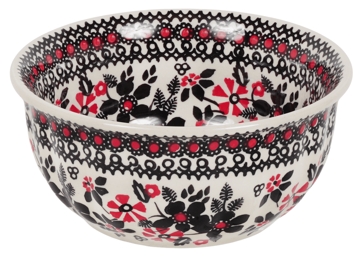 Bowl, Round, 5.5" in "Duet in Black & Red" by Manufaktura | M083S-DPCC