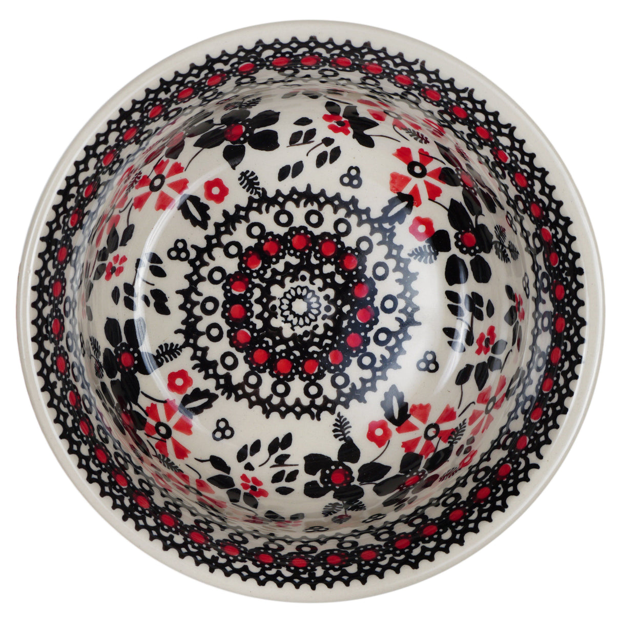 Bowl, Round, 5.5" in "Duet in Black & Red" by Manufaktura | M083S-DPCC