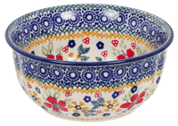 A picture of a Polish Pottery 5.5" Bowl (Ruby Bouquet) | M083S-DPCS as shown at PolishPotteryOutlet.com/products/55-bowls-ruby-bouquet