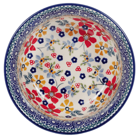 Polish Pottery 5.5" Bowl (Ruby Bouquet) | M083S-DPCS Additional Image at PolishPotteryOutlet.com