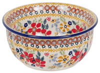 A picture of a Polish Pottery 5.5" Bowl (Ruby Duet) | M083S-DPLC as shown at PolishPotteryOutlet.com/products/55-bowls-duet-in-ruby