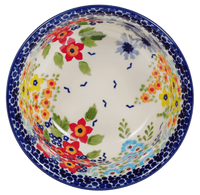 A picture of a Polish Pottery 5.5" Bowl (Brilliant Garden) | M083S-DPLW as shown at PolishPotteryOutlet.com/products/5-5-bowl-brilliant-garden