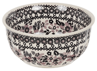 A picture of a Polish Pottery 5.5" Bowl (Duet in Black & Grey) | M083S-DPSC as shown at PolishPotteryOutlet.com/products/5-5-bowl-duet-in-black-grey