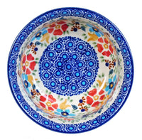 A picture of a Polish Pottery 5.5" Bowl (Festive Flowers) | M083S-IZ16 as shown at PolishPotteryOutlet.com/products/55-bowls-festive-flowers