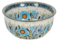 A picture of a Polish Pottery 5.5" Bowl (Baby Blue Blossoms) | M083S-JS49 as shown at PolishPotteryOutlet.com/products/55-bowls-baby-blue-blossoms