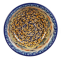 A picture of a Polish Pottery 5.5" Bowl (Hummingbird Harvest) | M083S-JZ35 as shown at PolishPotteryOutlet.com/products/5-5-bowl-hummingbird-harvest