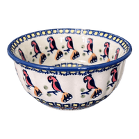 A picture of a Polish Pottery 5.5" Bowl (Ptak Parade) | M083S-KLP as shown at PolishPotteryOutlet.com/products/5-5-bowl-klp-m083s-klp