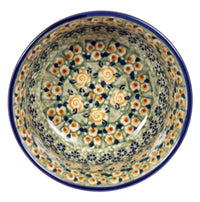 A picture of a Polish Pottery 5.5" Bowl (Perennial Garden) | M083S-LM as shown at PolishPotteryOutlet.com/products/55-bowls-perennial-garden