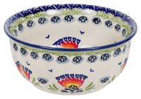 A picture of a Polish Pottery 5.5" Bowl (Floral Fans) | M083S-P314 as shown at PolishPotteryOutlet.com/products/55-bowls-floral-fans