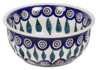 A picture of a Polish Pottery 5.5" Bowl (Peacock) | M083T-54 as shown at PolishPotteryOutlet.com/products/55-bowls-peacock