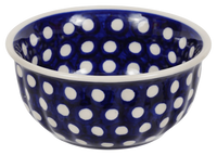 A picture of a Polish Pottery Bowl, Round, 5.5" in "Hello Dotty" by Manufaktura | M083T-9 as shown at PolishPotteryOutlet.com/products/5-5-bowl-hello-dotty