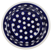 A picture of a Polish Pottery Bowl, Round, 5.5" in "Hello Dotty" by Manufaktura | M083T-9 as shown at PolishPotteryOutlet.com/products/5-5-bowl-hello-dotty