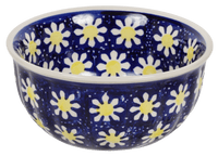 A picture of a Polish Pottery 5.5" Bowl (Mornin' Daisy) | M083T-AM as shown at PolishPotteryOutlet.com/products/55-bowls-mornin-daisy