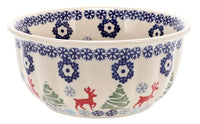 A picture of a Polish Pottery 5.5" Bowl (Reindeer Games) | M083T-BL07 as shown at PolishPotteryOutlet.com/products/5-5-bowl-reindeer-games-m083t-bl07