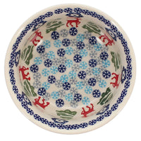 A picture of a Polish Pottery 5.5" Bowl (Reindeer Games) | M083T-BL07 as shown at PolishPotteryOutlet.com/products/5-5-bowl-reindeer-games-m083t-bl07