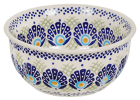 A picture of a Polish Pottery 5.5" Bowl (Peacock's Pride) | M083T-DPPP as shown at PolishPotteryOutlet.com/products/55-bowls-peacocks-pride