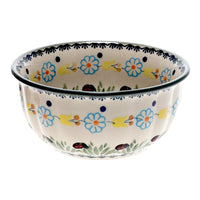 A picture of a Polish Pottery 5.5" Bowl (Lady Bugs) | M083T-IF45 as shown at PolishPotteryOutlet.com/products/5-5-bowl-lady-bugs