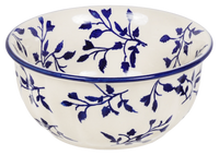 A picture of a Polish Pottery 5.5" Bowl (Blue Spray) | M083T-LISK as shown at PolishPotteryOutlet.com/products/55-bowls-blue-spray