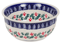 A picture of a Polish Pottery 5.5" Bowl (Holiday Cheer) | M083T-NOS2 as shown at PolishPotteryOutlet.com/products/5-5-bowl-holiday-cheer