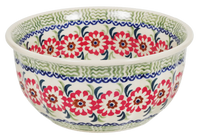 A picture of a Polish Pottery 5.5" Bowl (Woven Reds) | M083T-P181 as shown at PolishPotteryOutlet.com/products/55-bowls-woven-reds