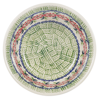 A picture of a Polish Pottery 5.5" Bowl (Woven Reds) | M083T-P181 as shown at PolishPotteryOutlet.com/products/55-bowls-woven-reds