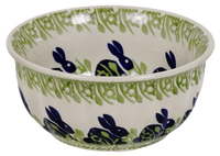A picture of a Polish Pottery 5.5" Bowl (Bunny Love) | M083T-P324 as shown at PolishPotteryOutlet.com/products/55-bowls-bunny-love