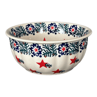 A picture of a Polish Pottery 5.5" Bowl (Evergreen Stars) | M083T-PZGG as shown at PolishPotteryOutlet.com/products/5-5-bowl-evergreen-stars-m083t-pzgg