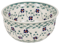 A picture of a Polish Pottery 5.5" Bowl (Woven Pansies) | M083T-RV as shown at PolishPotteryOutlet.com/products/55-bowls-woven-pansies
