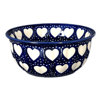 A picture of a Polish Pottery 5.5" Bowl (Sea of Hearts) | M083T-SEA as shown at PolishPotteryOutlet.com/products/5-5-bowl-sea-of-hearts-m083t-sea
